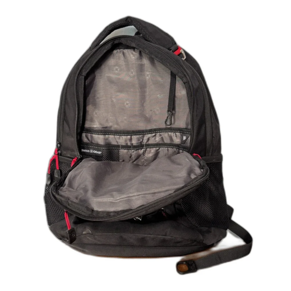 Vintage SWISSGEAR Bungee Cord Backpack Black Red Techwear Gorpcore